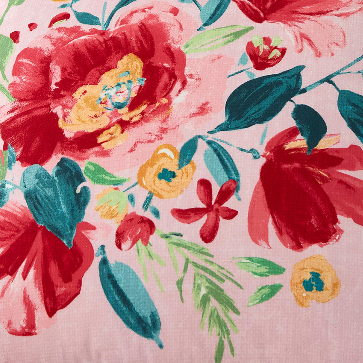 Dreams & Drapes Design Abstract Poppy Red Floral Print Filled Cushion 3