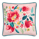 Dreams & Drapes Design Abstract Poppy Red Floral Print Filled Cushion 4