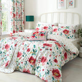 Dreams & Drapes Design Abstract Poppy Red Floral Print Filled Cushion 6