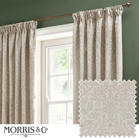 Acorn Tonal Tape Top Pencil Pleat Curtains by Morris & Co