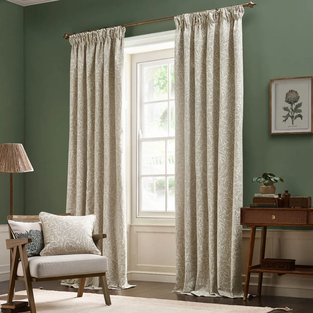 Acorn Tonal Willow Thermal Dimout Pencil Pleat Curtains