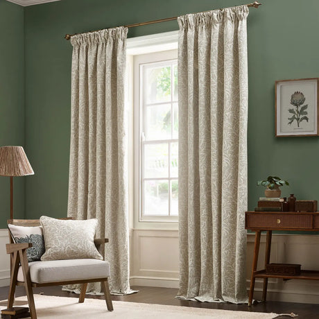 Acorn Tonal Tape Top Pencil Pleat Curtains - Willow