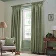 Acorn Tonal Tape Top Pencil Pleat Curtains - Sage