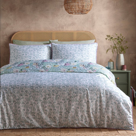 Abstract Floral Green 100% Cotton Duvet Cover Set - Abstract Floral Duvet Cover Set In Green 4