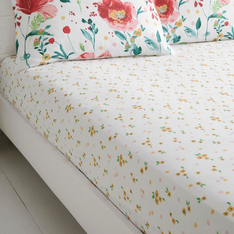 Abstract Poppy Floral Polycotton 28cm Deep Fitted Sheet