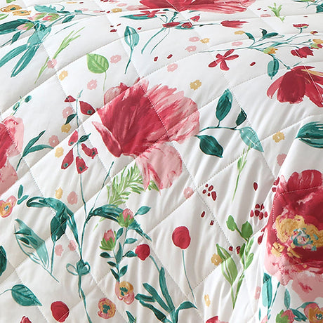 Abstract Poppy Floral Red Bedspread 230cm x 200cm - Abstract Poppy Bedspread In Red 200Cm X 230Cm 2