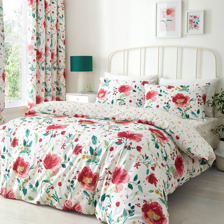 Design Abstract Poppy Floral Polycotton Duvet Cover Set