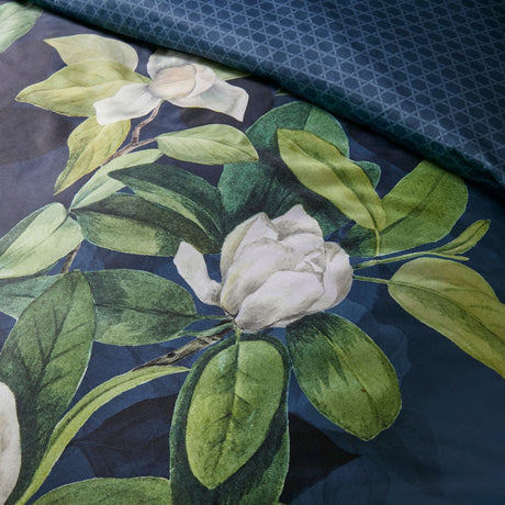 Alaya 200 Thread Count Cotton Floral Navy Duvet Cover Set - Alaya Duvet Cover Set In Dark Teal 3