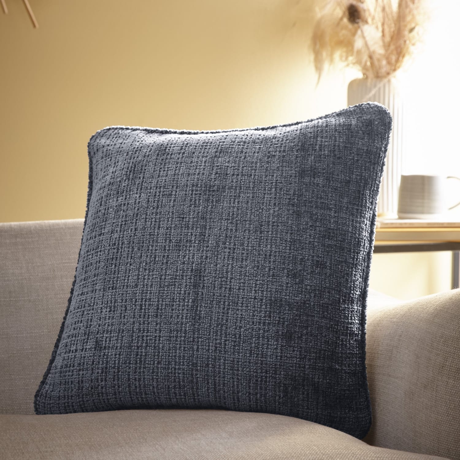 Alba Chenille Cushion Cover 43cm x 43cm (17") - Charcoal