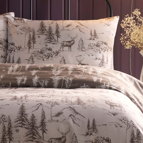 Alpine Stag Flannelette Duvet Cover Set - Natural - Alpine Stag Duvet Cover Set In Natural 2