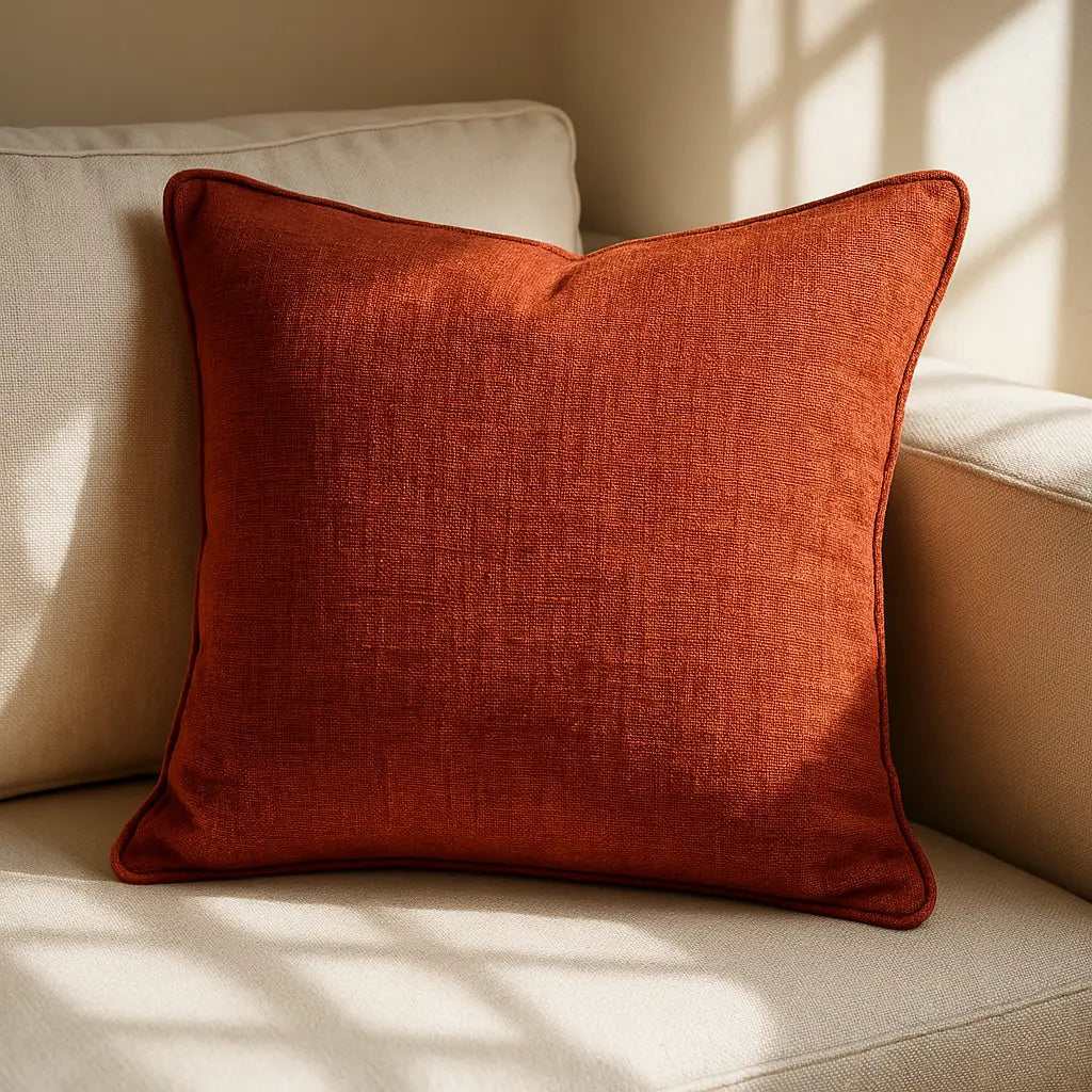 Amberley Chenille Terracotta Cushion Cover 45cm x 45cm