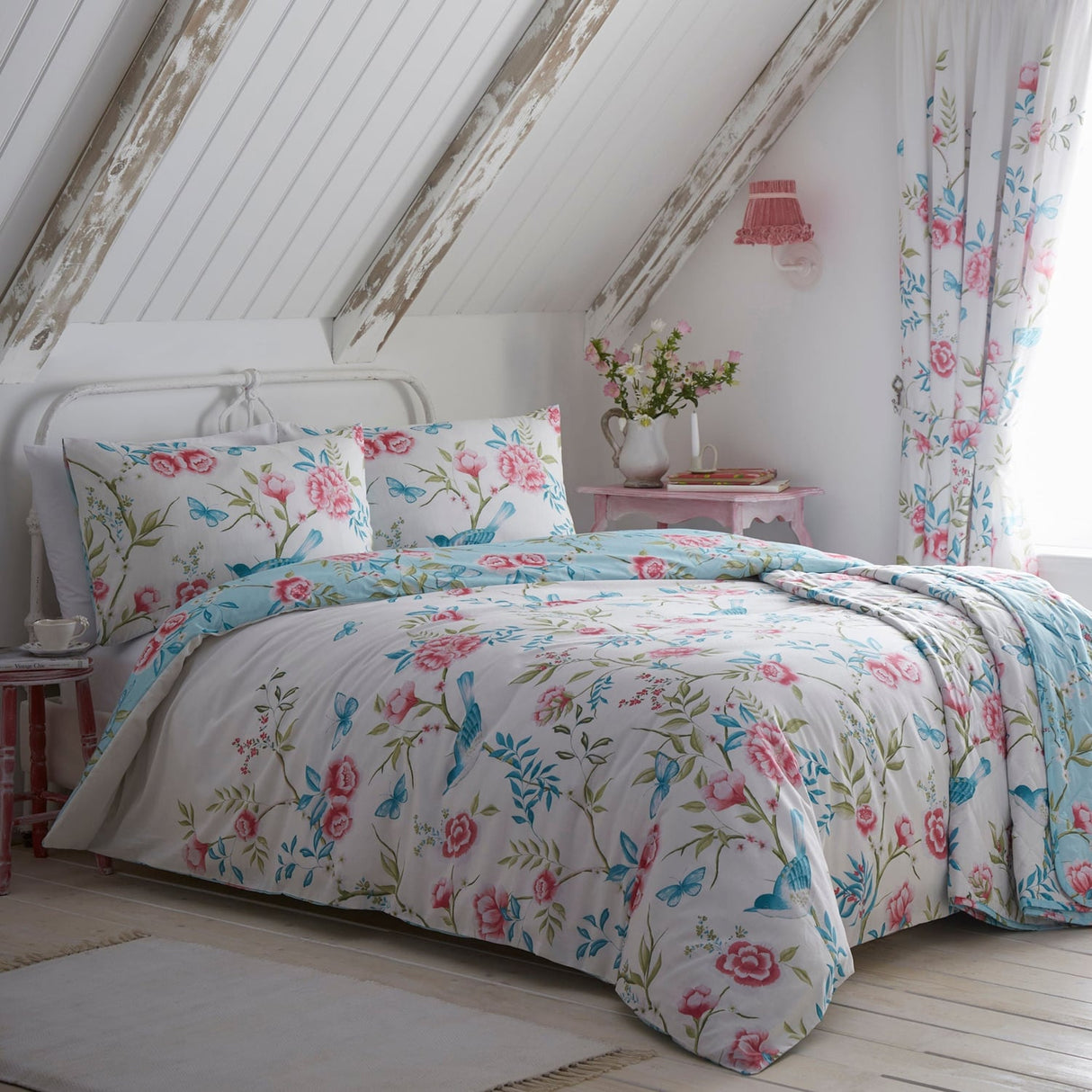 Amelle Floral Polycotton Duvet Cover Set - Amelle Duvet Cover Set In Blue 4