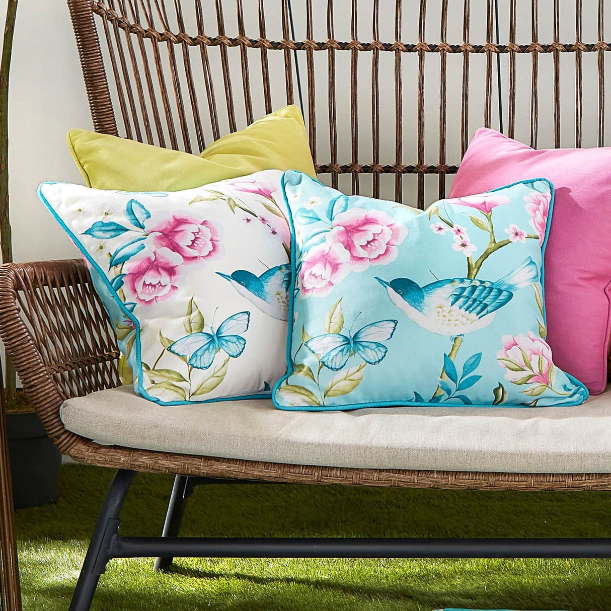 Amelle Blue Floral Outdoor Cushion Cover 43cm x 43cm