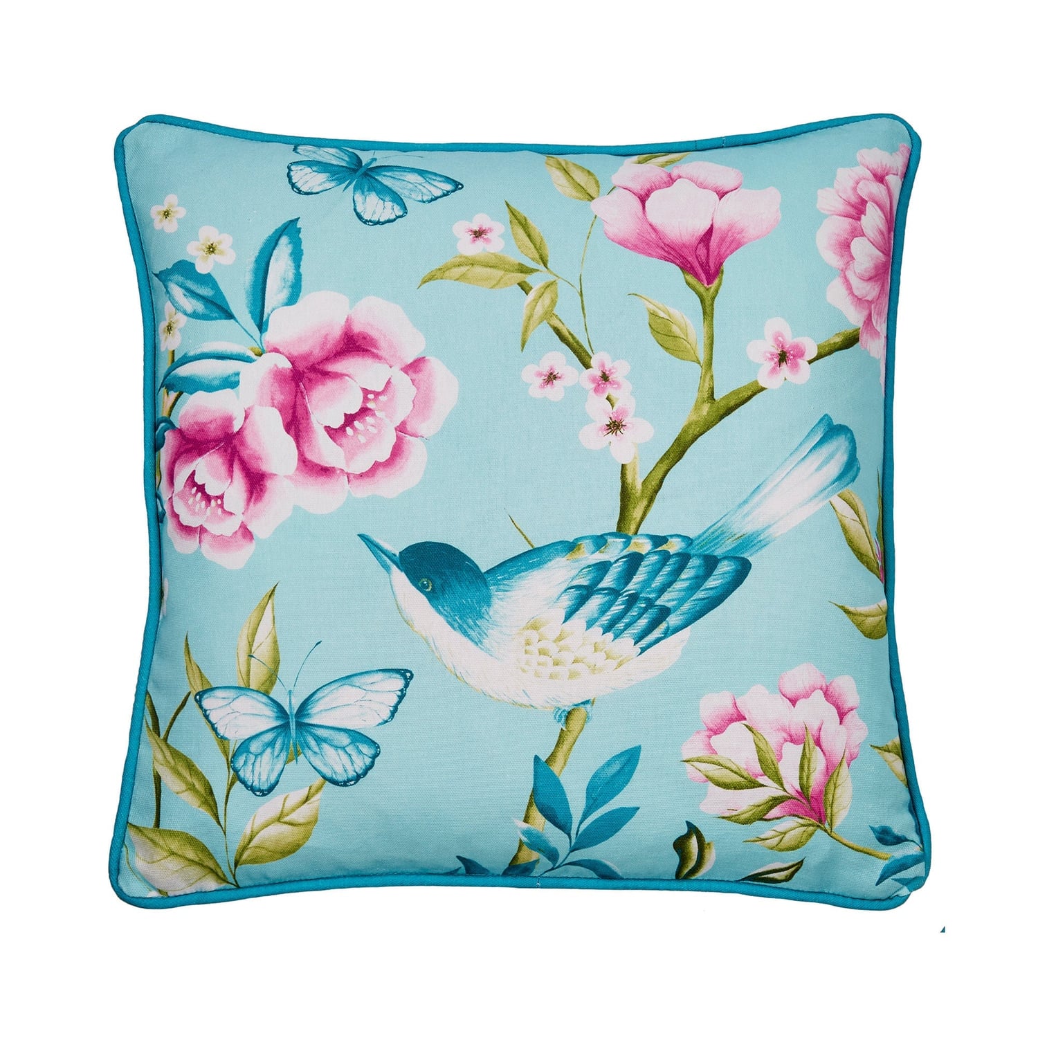 Amelle Blue Floral Outdoor Cushion Cover 43cm x 43cm - Amelle Outdoor Cushion In Blue 43 X 43Cm 2