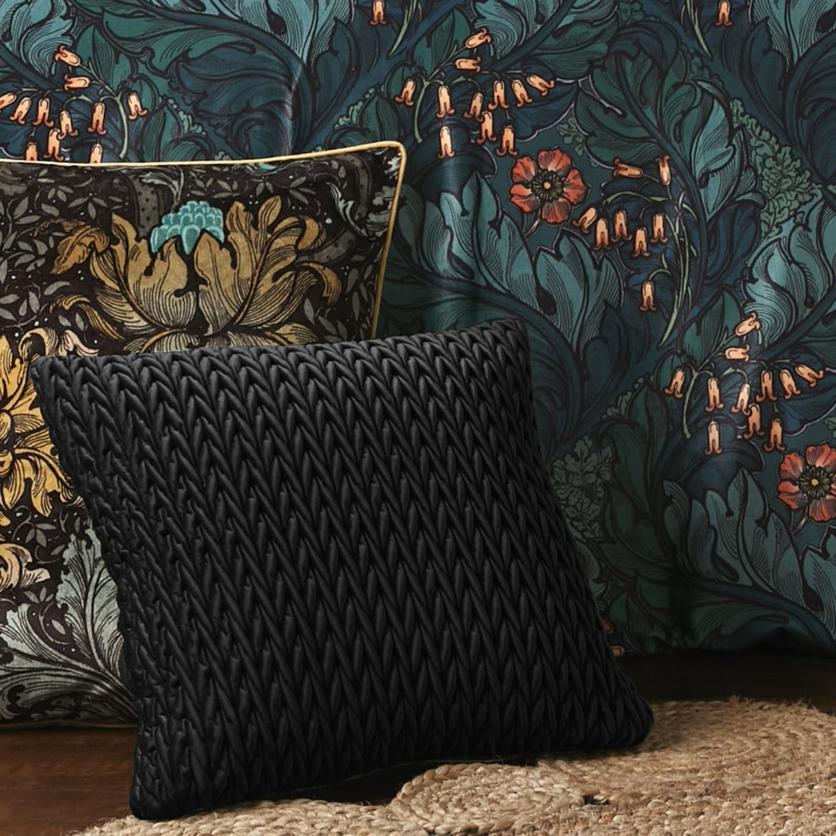 Laurence Llewelyn-Bowen Amory Velvet Cushion Cover 43cm x 43cm - Black