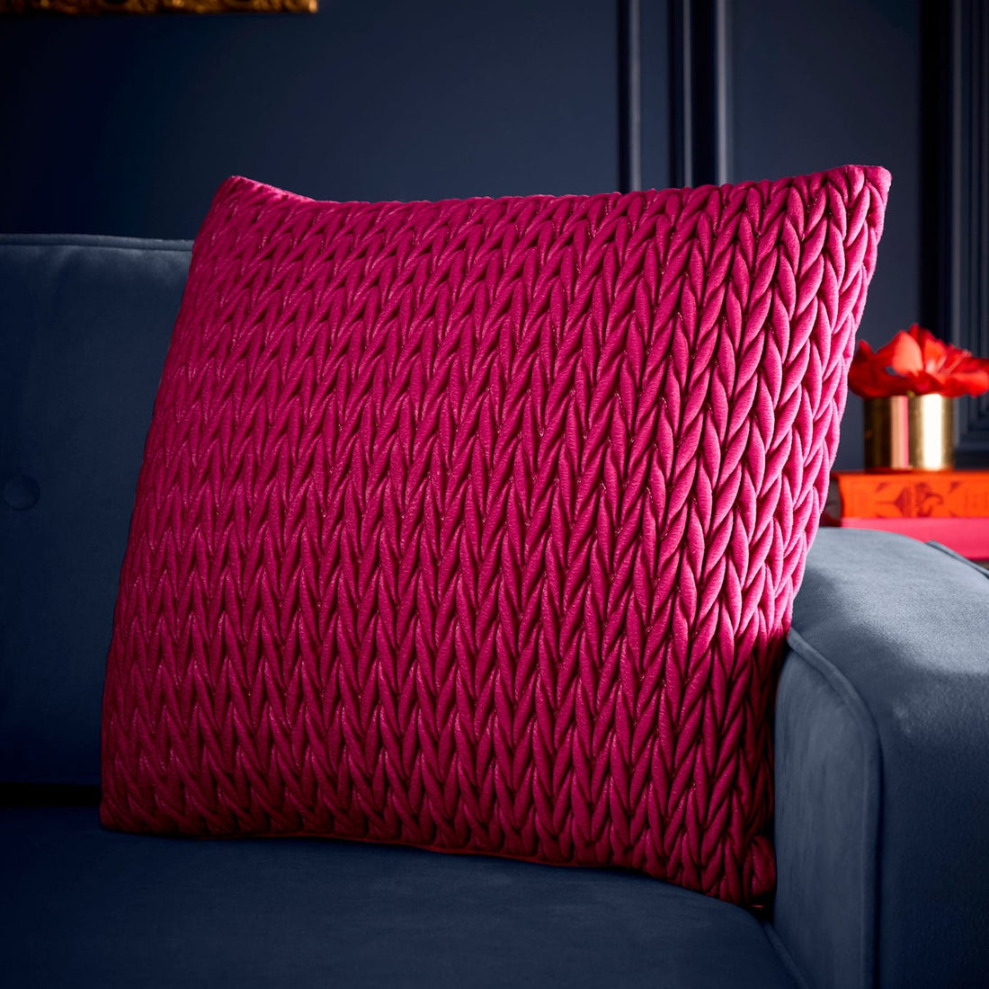 Laurence Llewelyn-Bowen Amory Velvet Cushion Cover 43cm x 43cm - Fuchsia