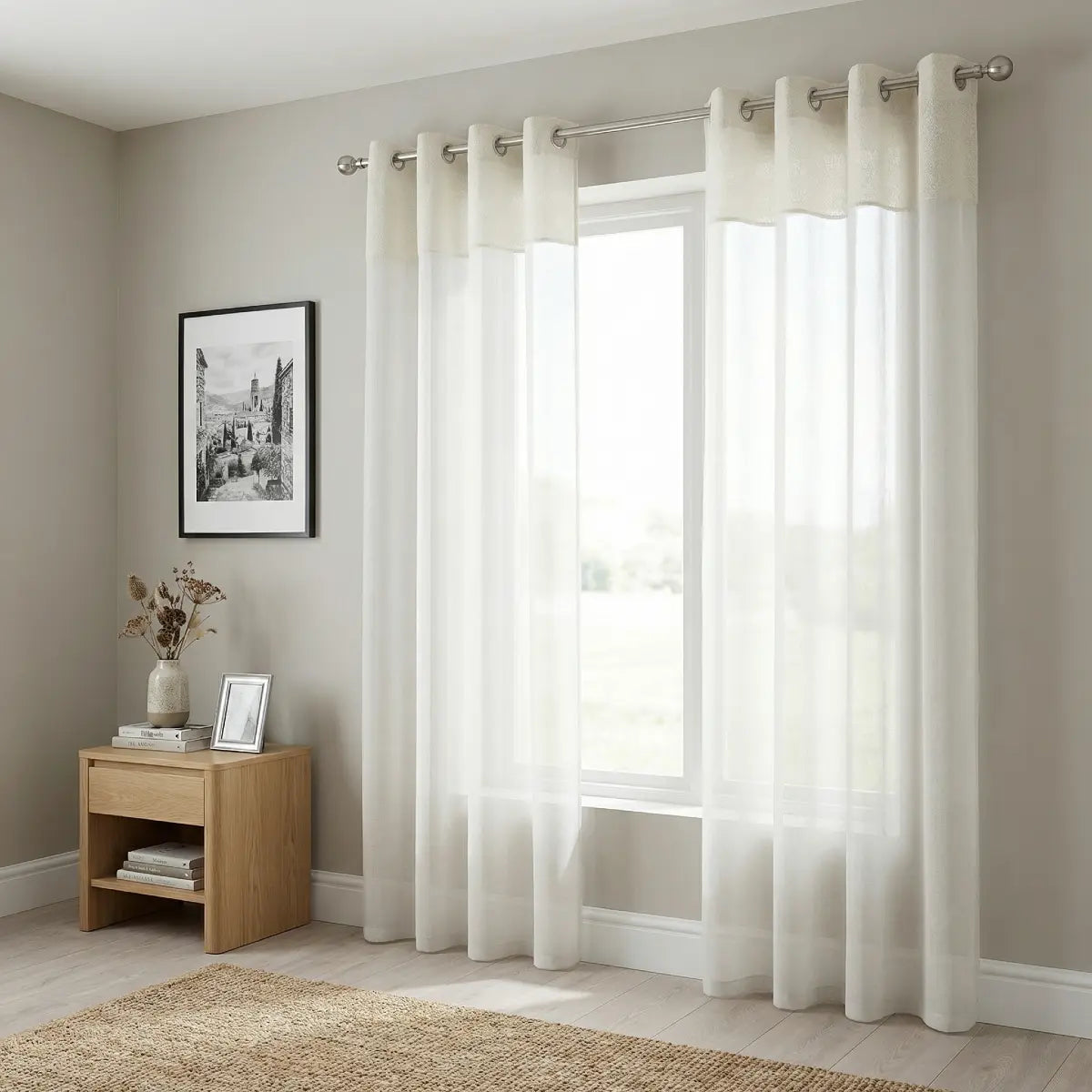Andorra Textured Voile Eyelet Curtain Panel 7