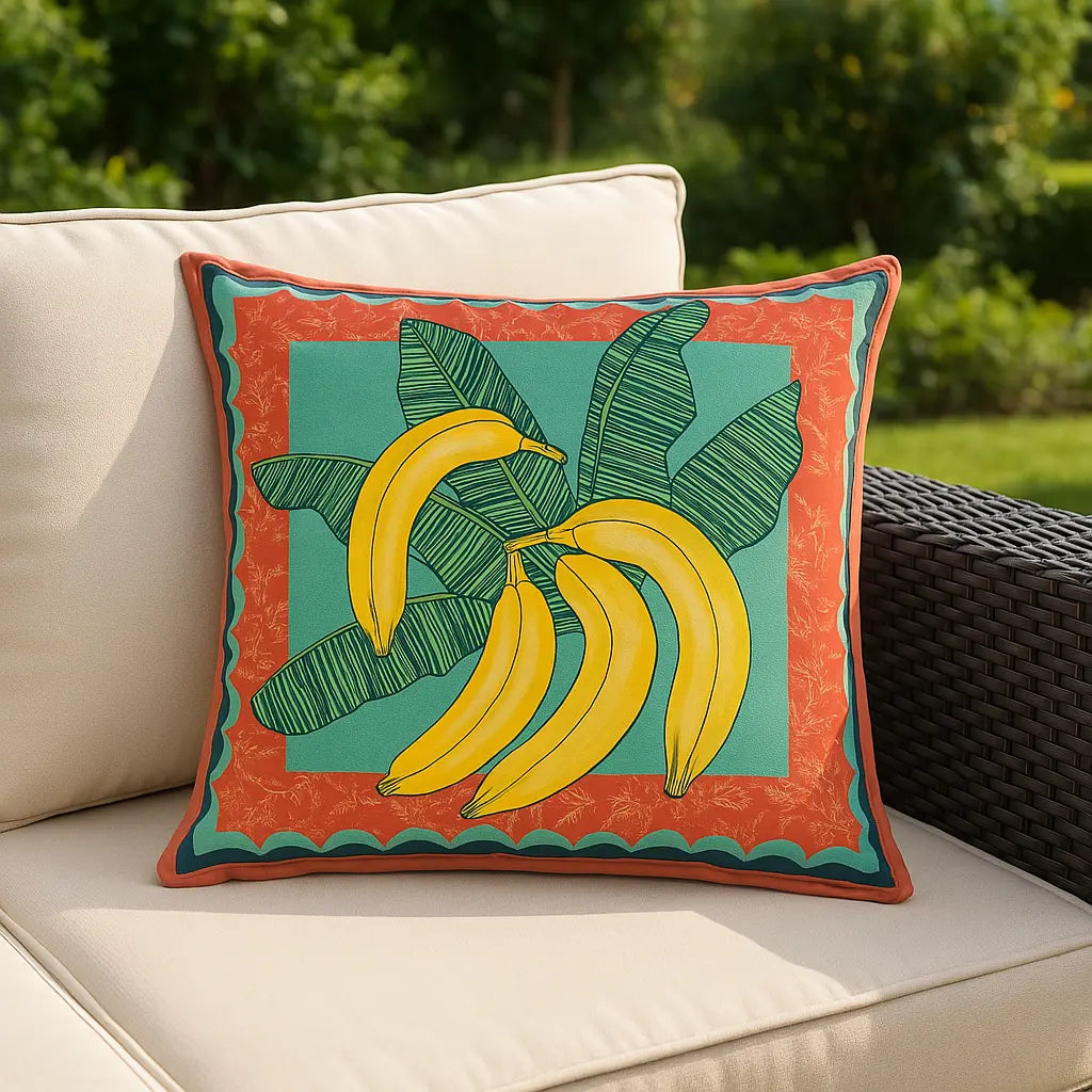 Anemone Bananas Outdoor Cushion Cover / Filled Cushion 18" x 18" (45cm x 45cm) by furn.