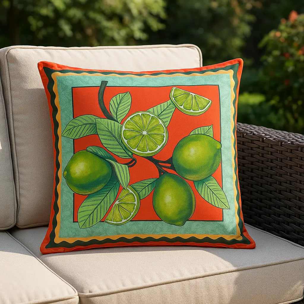 Anemone Limes Outdoor Cushion Cover / Filled Cushion 18" x 18" (45cm x 45cm) by furn.