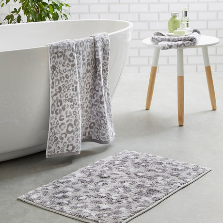 Grey Animal Print Bath Mat 50cm x 80cm - Animal Print Bath Mat In Grey 50 X 80Cm 1