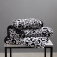 Animal Print Jacquard 550gsm Cotton Bathroom Towel - Black