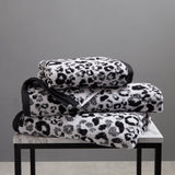 Animal Print Jacquard 550gsm Cotton Bathroom Towel - Black