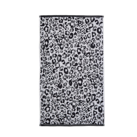 Animal Print Jacquard 550gsm Cotton Bathroom Towel - Black - Animal Print Towels In Black 2