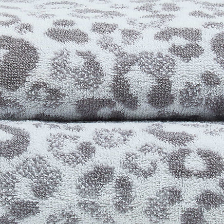 Animal Print Jacquard 550gsm Cotton Bathroom Towel - Grey - Animal Print Towels In Grey 3