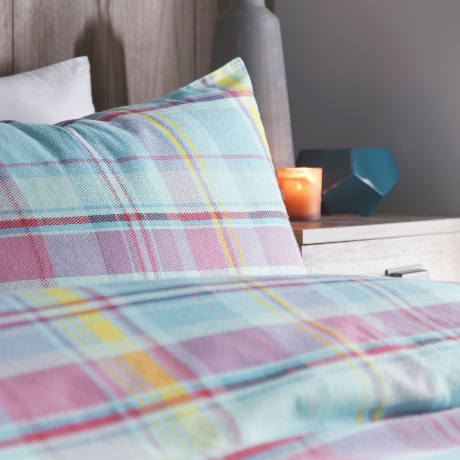Hygge Applecross Check Flannelette Brushed Cotton Duvet Cover Set - Applecross Check Duvet Cover Set In Multicolour 3