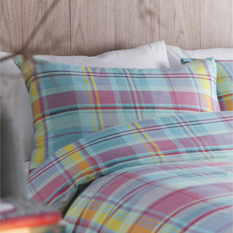 Hygge Applecross Check Flannelette Brushed Cotton Duvet Cover Set - Applecross Check Duvet Cover Set In Multicolour 4