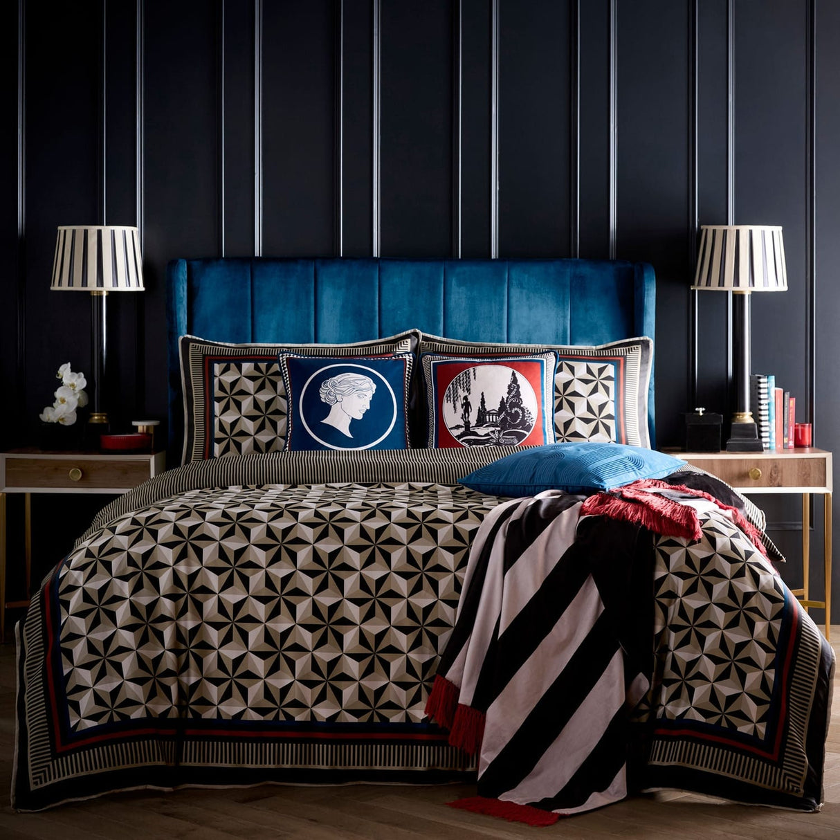 Laurence Llewelyn-Bowen Arcadia Red Scene Print Filled Cushion - Arcadia Cushion In Red 43 X 43Cm 5