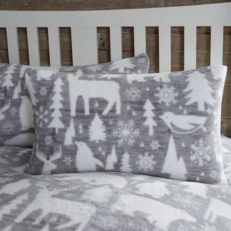 Arctic Animals Cosy Microfibre Duvet Cover Set - Arctic Animals Christmas Duvet Cover Set In Grey 3