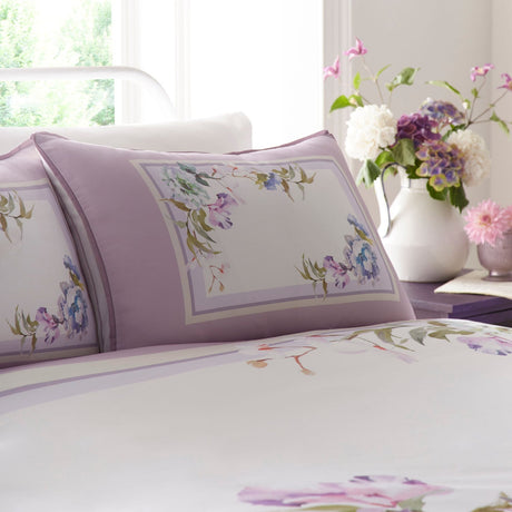 Arley Floral Cotton Sateen Duvet Cover Set - Arley Duvet Cover Set In Mauve 2