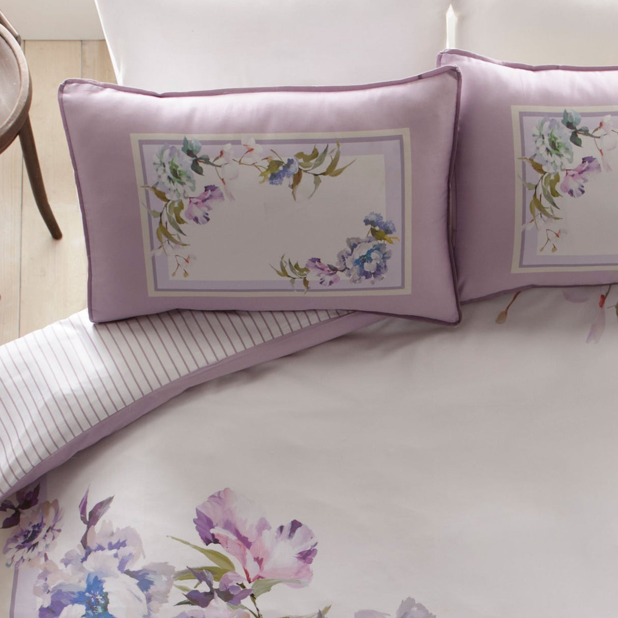 Arley Floral Cotton Sateen Duvet Cover Set - Arley Duvet Cover Set In Mauve 3