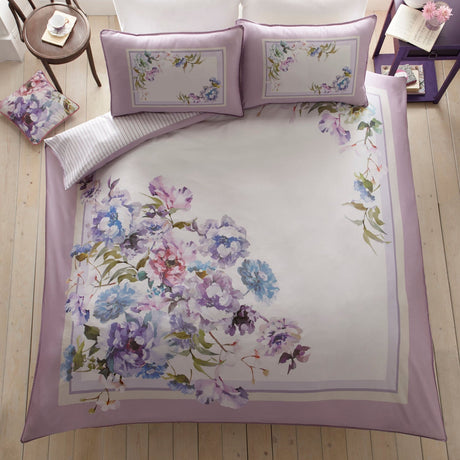 Arley Floral Cotton Sateen Duvet Cover Set - Arley Duvet Cover Set In Mauve 5