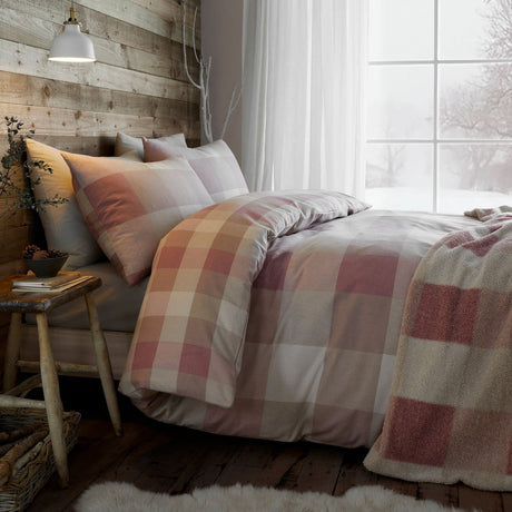 Ashford Check Cosy Flannelette Duvet Cover Set - Natural - Ashford Check Duvet Cover Set In Natural 4