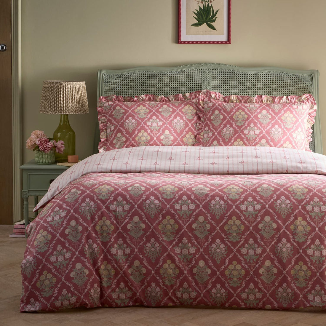Aurelia Floral 100% Cotton Duvet Cover Set Pink