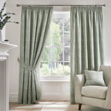Aveline Floral Pencil Pleat Curtains - Grey Thermal Light Filtering