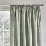 Aveline Floral Pencil Pleat Curtains - Green Thermal Light Filtering - Aveline Pencil Pleat Curtains In Green 3