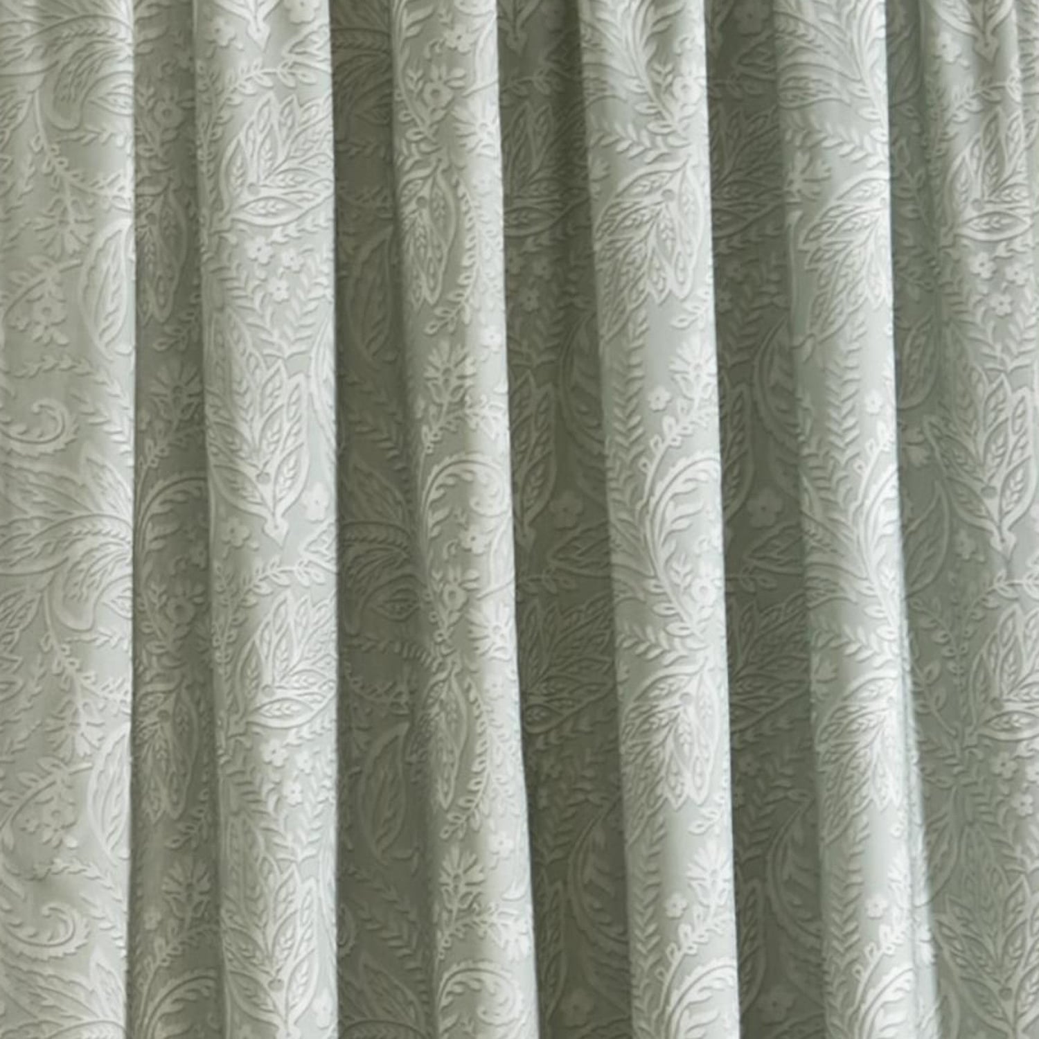 Aveline Floral Pencil Pleat Curtains - Grey Thermal Light Filtering - Aveline Pencil Pleat Curtains In Green 4