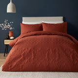 Avery Stripe Beige Microfibre Duvet Cover Set - Terracotta
