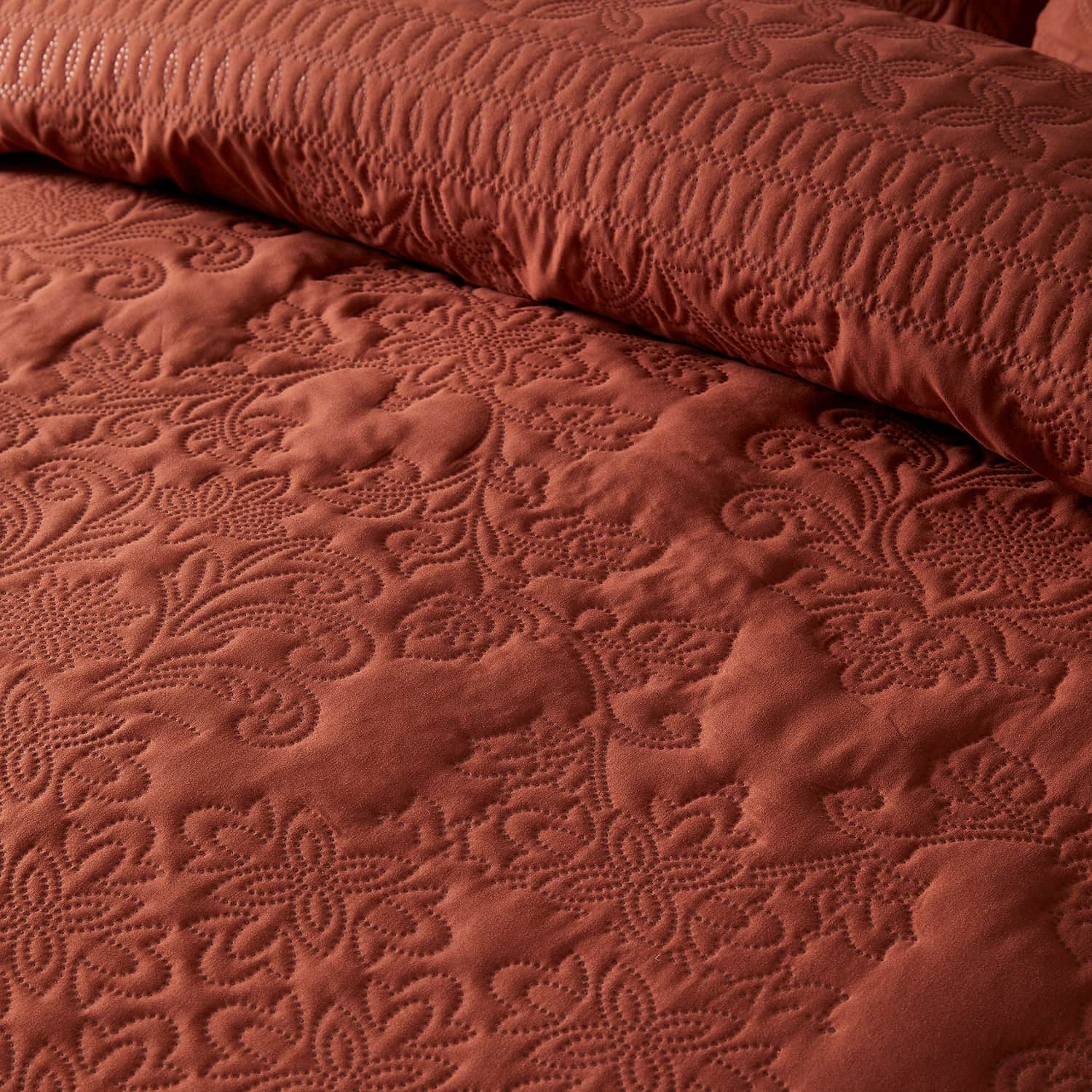 Avery Stripe Beige Microfibre Duvet Cover Set - Terracotta - Avery Stripe Duvet Cover Set In Terracotta 3