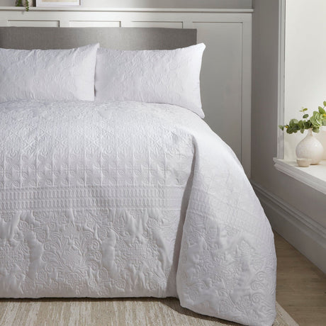 Avery Stripe Beige Microfibre Duvet Cover Set - White