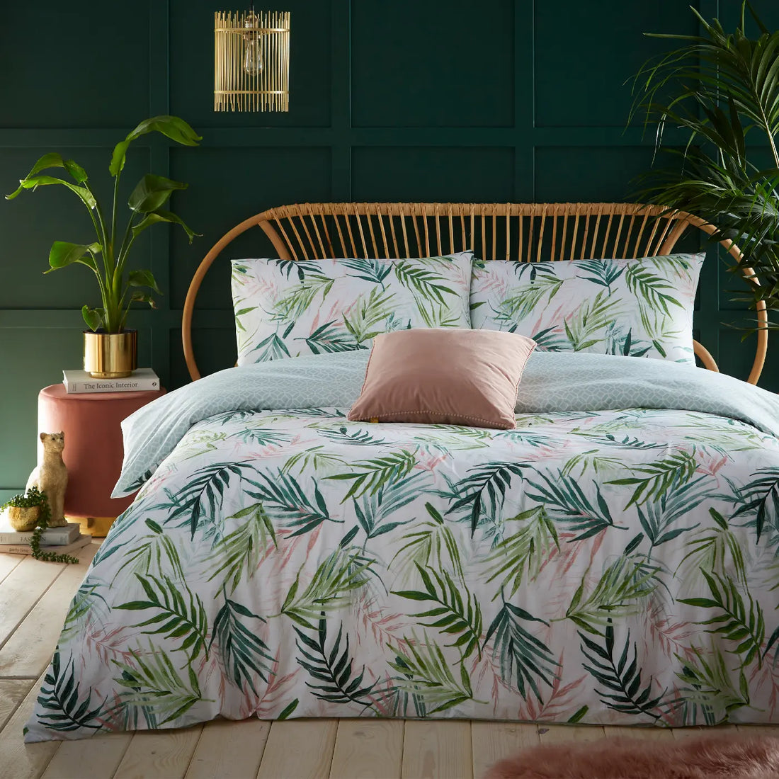 Bali Palm Polycotton Duvet Cover Set - Green