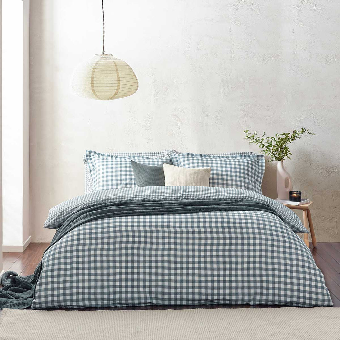Barton Navy 100% Cotton Duvet Cover Bedding Set