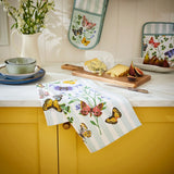 Butterfly Grove Cotton Tea Towel in Blue