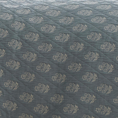 Dreams & Drapes Decorative Block Floral Jacquard Bedspread Blue 235cm x 235cm 2