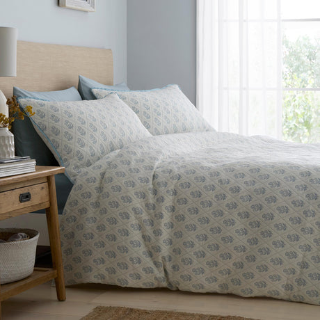 Dreams & Drapes Decorative Block Floral Blue Jacquard Duvet Cover Set 2