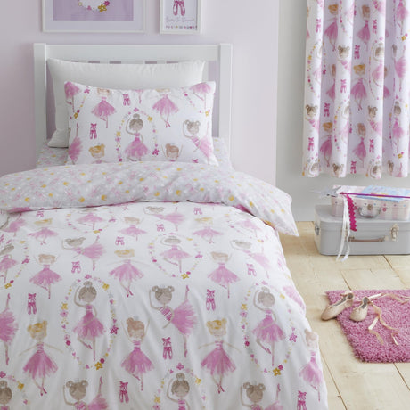 Ballet Dancer Kids Polycotton Duvet Cover Set Pink Single & Toddler Bedding