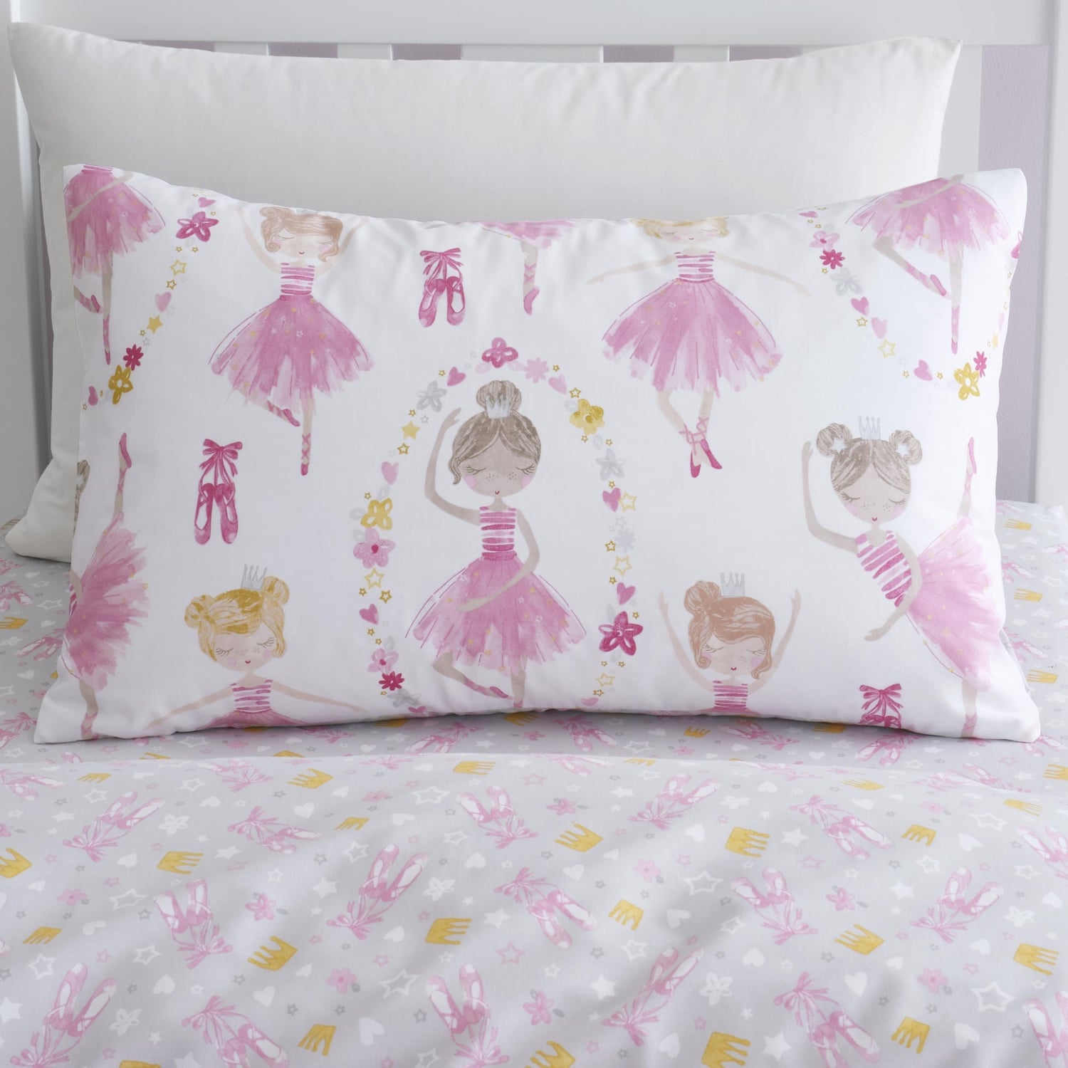 Ballet Dancer Kids Polycotton Duvet Cover Set Pink Single & Toddler Bedding - Ballet Dancer Duvet Cover Set In Pink 2